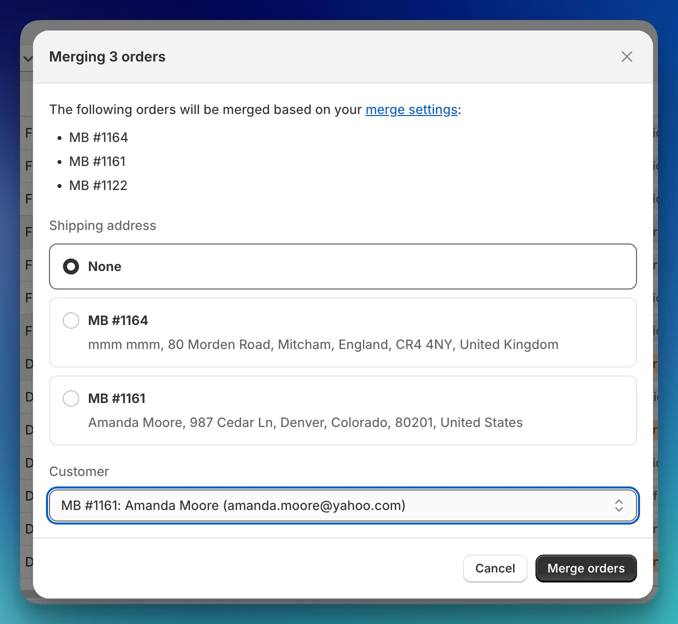 Quick merge conflict modal